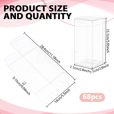 68Pcs Rectangle Folding Transparent PVC Storage Boxes CON-WA0001-16-1