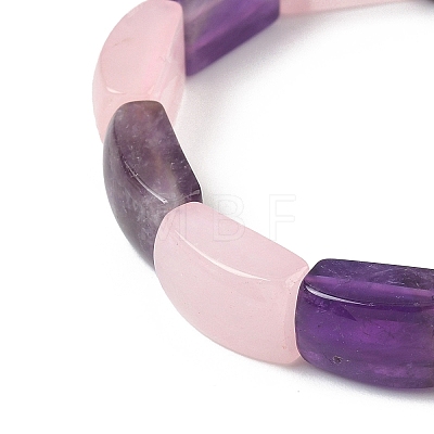 Natural Amethyst & Rose Quartz Bead Stretch Bracelets for Women Men BJEW-C097-02A-17-1