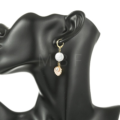 Natural Pearl & Alloy Hoop Earrings EJEW-JE07028-1