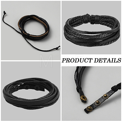 1Pc Cowhide Leather Cord Multi-strand Bracelets BJEW-CL0001-48B-1