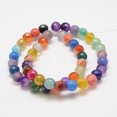 Faceted Natural Agate Beads Strands G-F447-8mm-C08-1