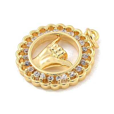 Brass Micro Pave Clear Cubic Zirconia Pendants LS-KK-U007-01G-08-1
