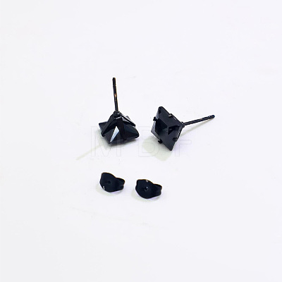 Geometric Square 304 Stainless Steel Stud Earrings for Women YP6314-1-1