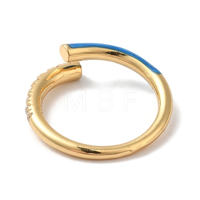 Rack Plating Brass Cubic Zirconia Open Cuff Rings for Women RJEW-S407-04G-1
