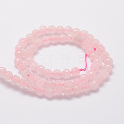 Faceted Round Natural Rose Quartz Bead Strands G-L437-12-8mm-1