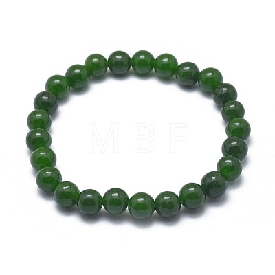 Natural TaiWan Jade Bead Stretch Bracelets BJEW-K212-A-019-1