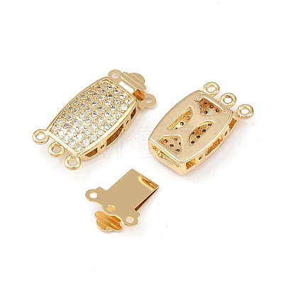Brass Micro Pave Clear Cubic Zirconia Box Clasps KK-L255-02G-05-1