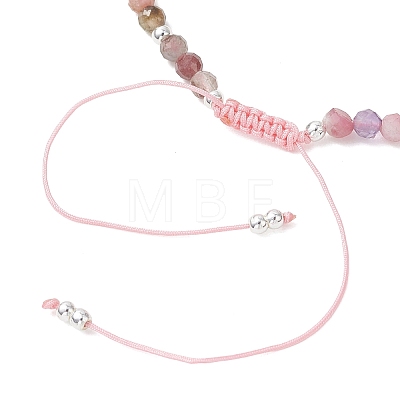 Natural Multicolor Tourmaline & Electroplate Non-magnetic Synthetic HematiteRound Bead Braided Beaded Bracelets for Women BJEW-JB13434-01-1