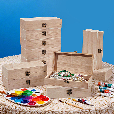 Wooden Packing Boxes with Hinged Lid and Clasps CON-WH0100-37-1