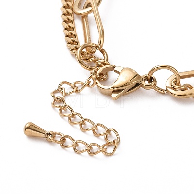 PVD Vacuum Plating 304 Stainless Steel Double Chains Multi Layered Necklace with Rings Charm for Women STAS-E155-18G-1