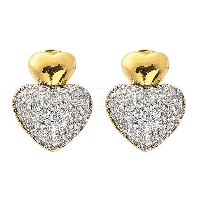 Brass Micro Pave Clear Cubic Zirconia Stud Earrings EJEW-F359-03G-01-1