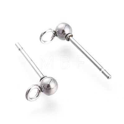 304 Stainless Steel Ball Stud Earring Findings STAS-M274-009-P-1