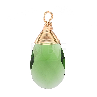 Faceted Glass Pendants PALLOY-JF00739-1