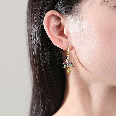 Christmas Alloy Rhinestone Hoop Earrings LS-EJEW-F399-02G-1