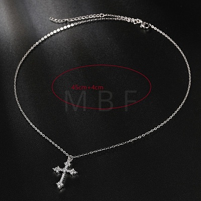 Cubic Zirconia Cross Pendant Necklace LS-ZV5438-2-1