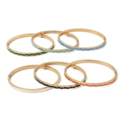 304 Stainless Steel Enamel Bangles BJEW-D408-33G-1