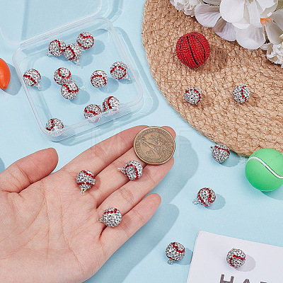 20Pcs Round Polymer Clay Rhinestone Pendants PALLOY-OC00048-1