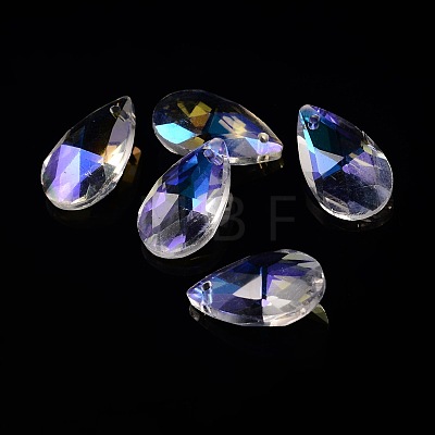 Faceted Teardrop Glass Pendants GLAA-O008-A04-1