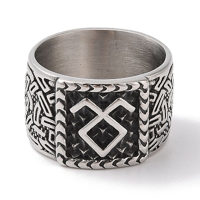 Viking 304 Stainless Steel Rune Finger Rings RJEW-U005-09A-AS-1