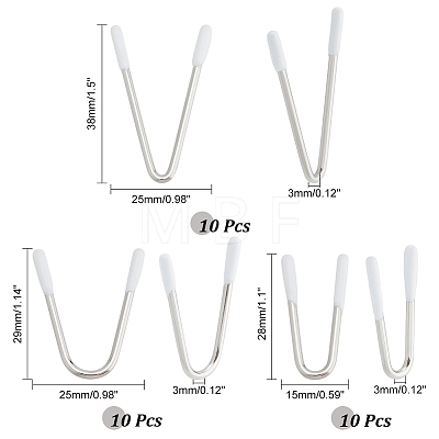   30Pcs 3 Style V Shape 204 Stainless Steel & Nylon Bra Underwire STAS-PH0005-40-1