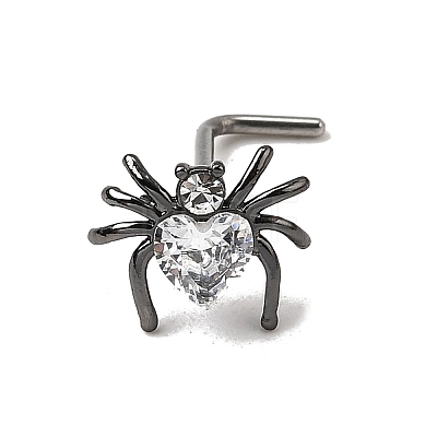 Heart Spider 316L Surgical Stainless Steel with Cubic Zirconia L-Shaped Nose Rings FS-WG44168-05-1