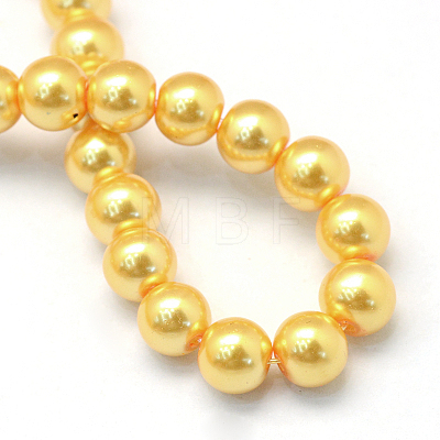 Baking Painted Pearlized Glass Pearl Round Bead Strands X-HY-Q330-8mm-56-1