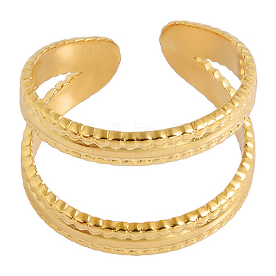 Double-layer 304 Stainless Steel Open Cuff Rings JO2832-2-1