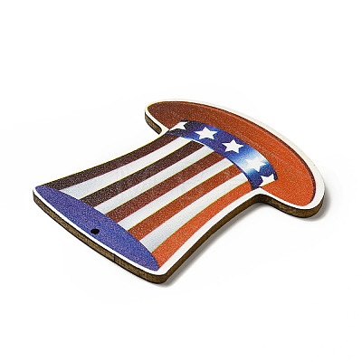 American Flag Theme Single Face Printed Aspen Wood Big Pendants WOOD-G014-18-1