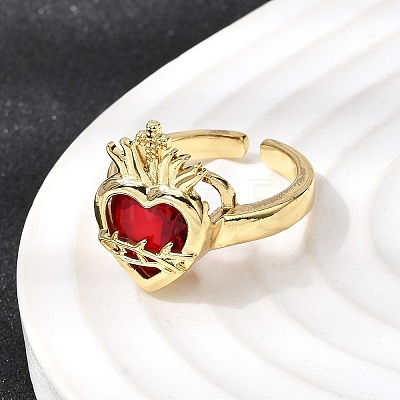 Glass Cuff Open Rings RJEW-P178-01C-G-1