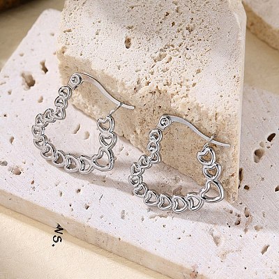 304 Stainless Steel Hoop Earrings EJEW-D364-01P-1