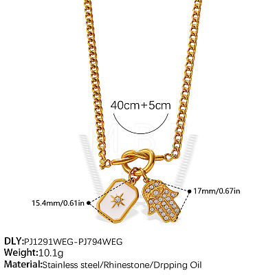 304 Stainless Steel Crystal Rhinestone Pendant Necklaces WGFD32A-07-1