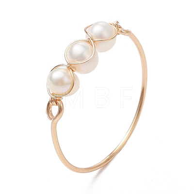 Round Natural Cultured Freshwater Pearl Finger Rings RJEW-JR00851-01-1