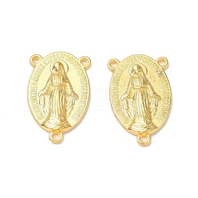 Holy Oval Carved Virgin Mary Tibetan Style Alloy Chandelier Component Links TIBEP-LF0961YKG-G-FF-1
