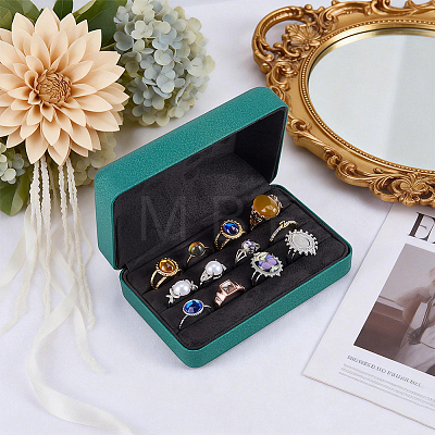 Rectangle PU Leather Ring Organizer Boxes CON-WH0089-240C-1