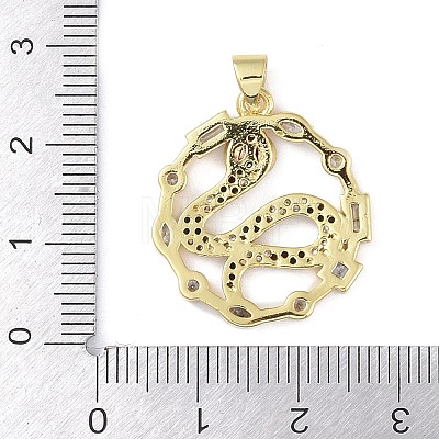 Rack Plating Brass Micro Pave Cubic Zirconia Pendants KK-K341-54G-01-1