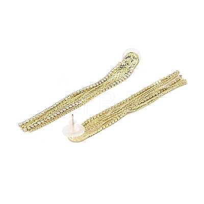 Cubic Zirconia Chains Tassel Earrings EJEW-P236-03G-1