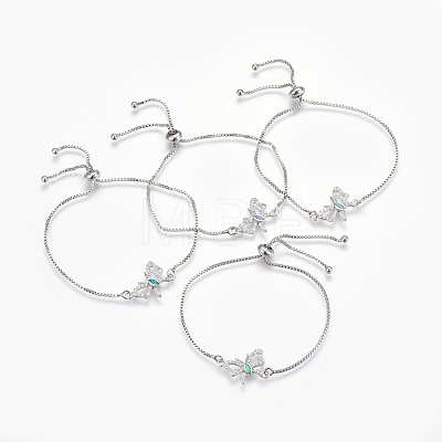 Adjustable Brass Micro Pave Cubic Zirconia Bolo Bracelets BJEW-F356-03-P-1