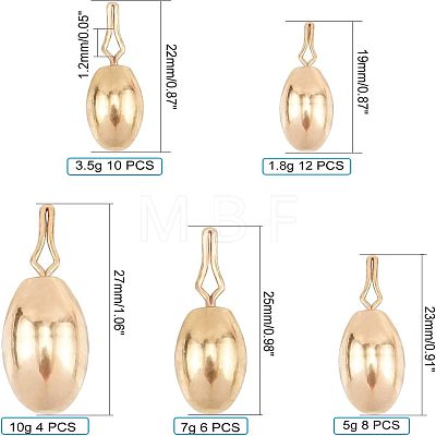 Brass Egg Sinker Weights KK-FH0001-08-1