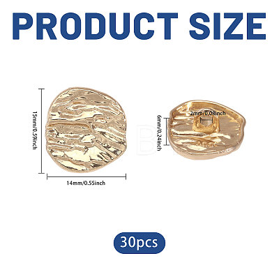 30Pcs 1-Hole Alloy Shank Buttons FIND-CA0011-66B-1