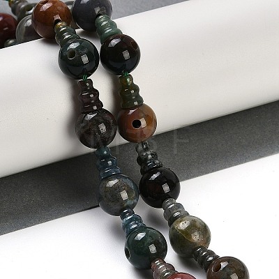 Natural Indian Agate 3-Hole Guru Beads Strands G-H064-E02-01-1