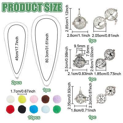 1Pc Brass Hollow Tree of Life Essential Oil Diffuser Bead Cage Pendant Iron Chain Necklaces NJEW-PH0001-55-1