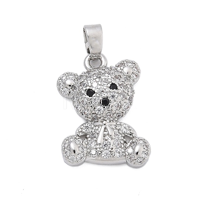 Brass Micro Pave Clear Cubic Zirconia Pendants KK-L234-01P-1