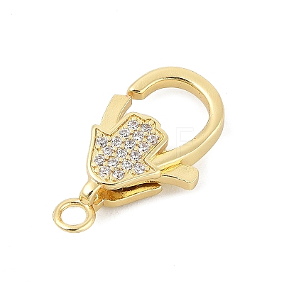 Brass Micro Pave Clear Cubic Zirconia Lobster Claw Clasps KK-P299-04G-1