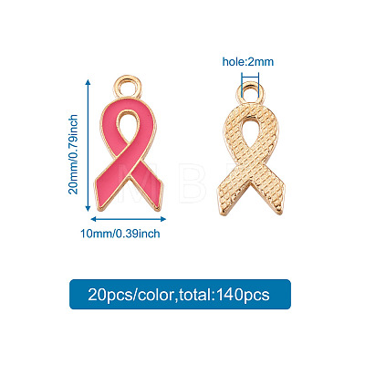 140Pcs 7 Colors Alloy Enamel Pendants ENAM-CD0001-13-1