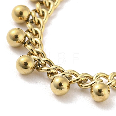 304 Stainless Steel Round Ball Charms Link Chain Anklets AJEW-G054-01G-1