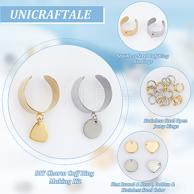Unicraftale DIY Charm Cuff Ring Making Kit STAS-UN0051-43-1