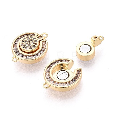 Brass Pave Clear Cubic Zirconia Magnetic Clasps KK-N287-08G-1