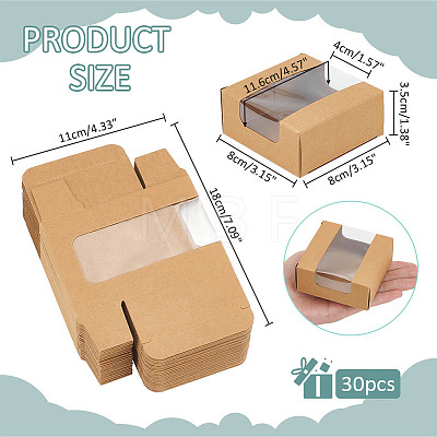 Square Paper Storage Gift Boxes with Clear Visible Window CON-WH0095-65A-1