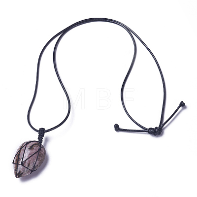 Natural Rhodochrosite Beaded Pendant Necklaces NJEW-G324-B04-1