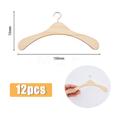 12Pcs Miniature Wood Doll Clothes Hangers DIY-FH0005-32A-1